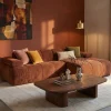 Woood Chaise Longue Bank Mojo Rechts Ribstof Roestbruin