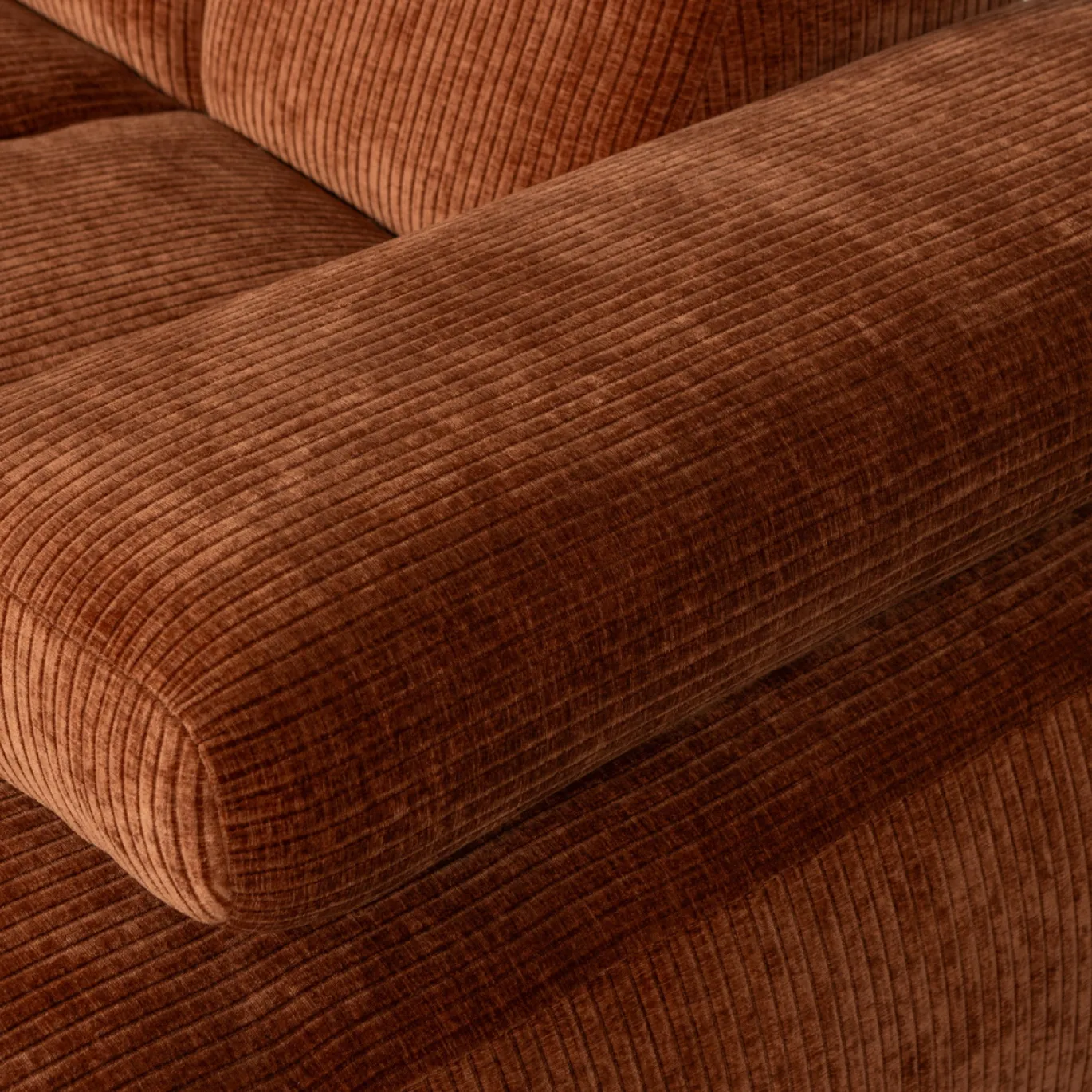 Woood Chaise Longue Bank Mojo Rechts Ribstof Roestbruin