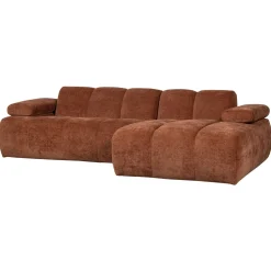 Woood Chaise Longue Bank Mojo Rechts Ribstof Roestbruin