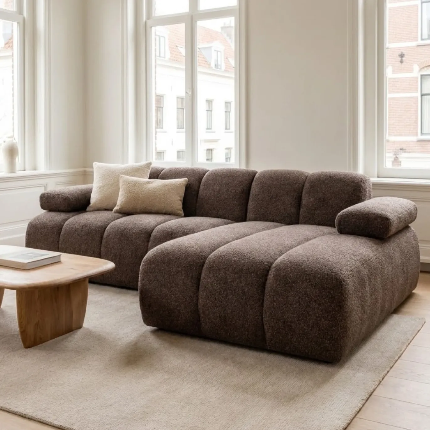 Woood Chaise Longue Bank Mojo Rechts Wollig Bruin