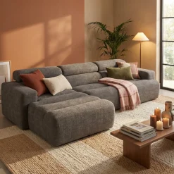 Woood Chaise Longue Bank Novi Links Grijs Melange