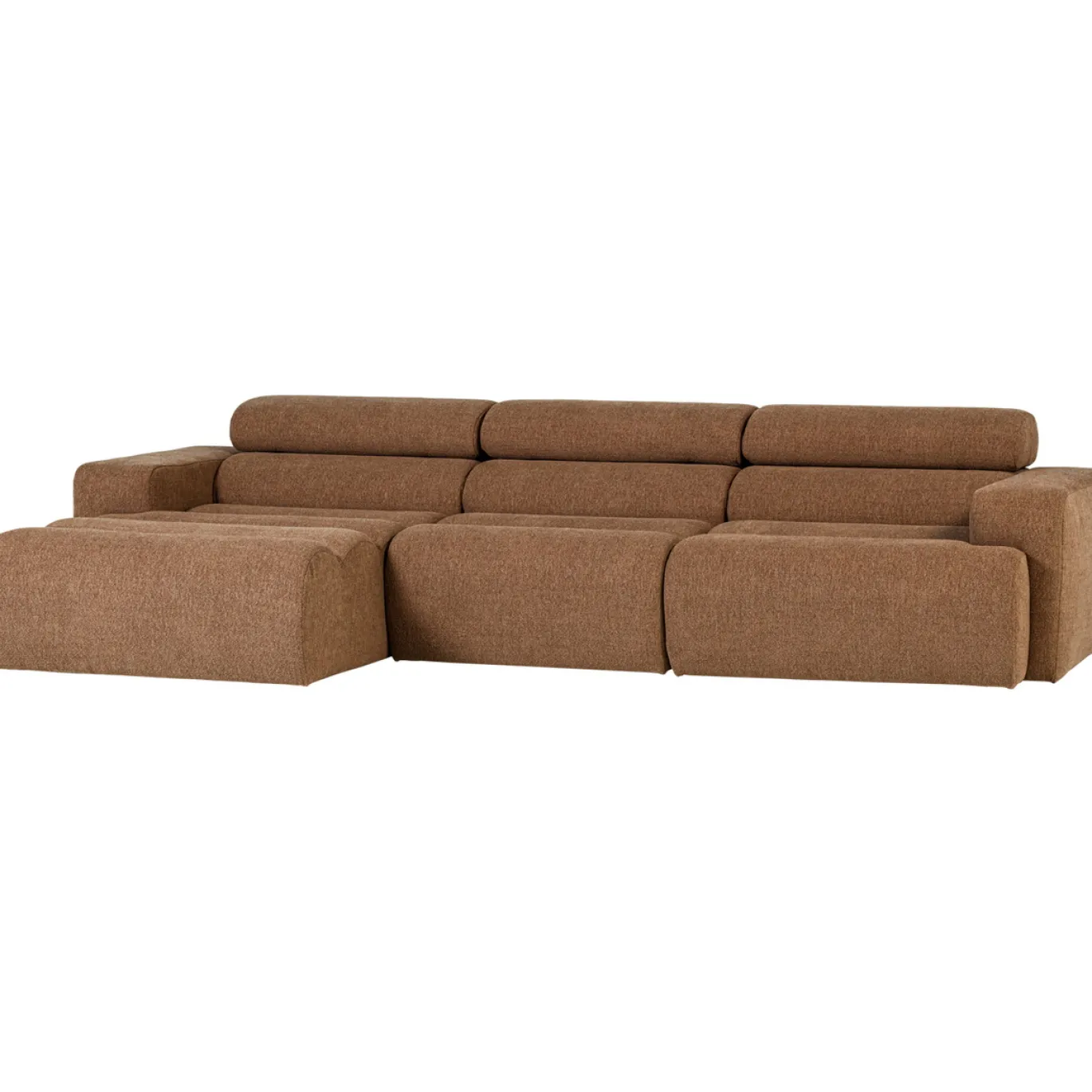 Woood Chaise Longue Bank Novi Links Bouclé Karamelbruin