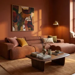 Woood Chaise Longue Bank Novi Rechts Bouclé Terra
