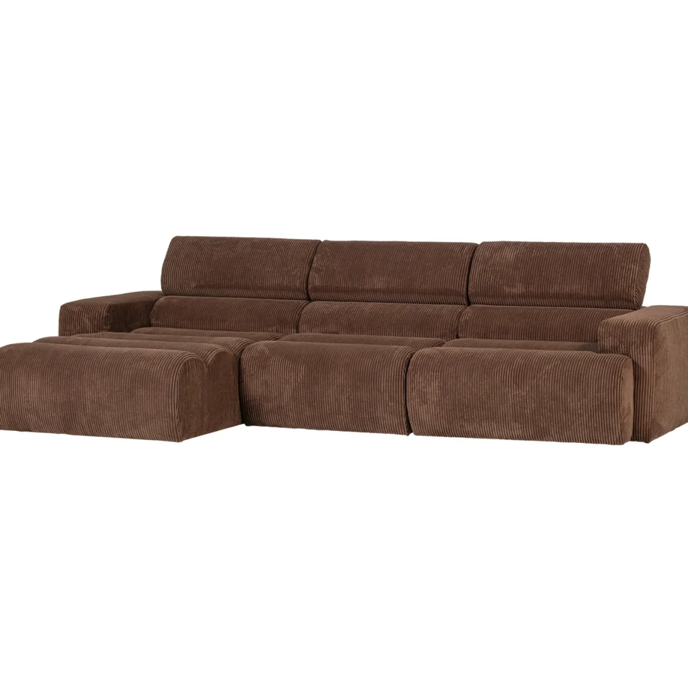 Woood Chaise Longue Bank Novi Links Ribstof Mokkabruin