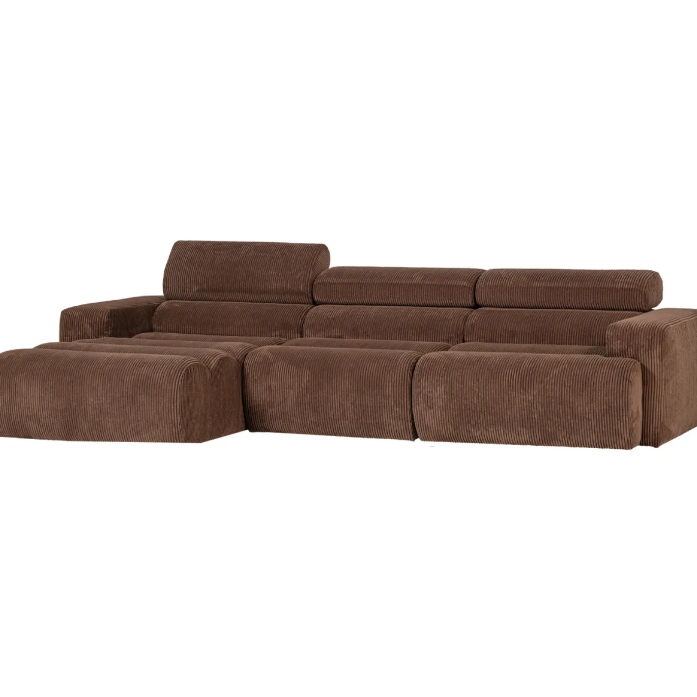 Woood Chaise Longue Bank Novi Links Ribstof Mokkabruin