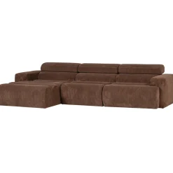 Woood Chaise Longue Bank Novi Links Ribstof Mokkabruin