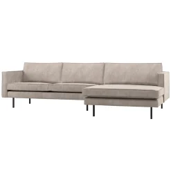 Woood Chaise Longue Bank Rodeo Rechts Ribstof Donkerzand