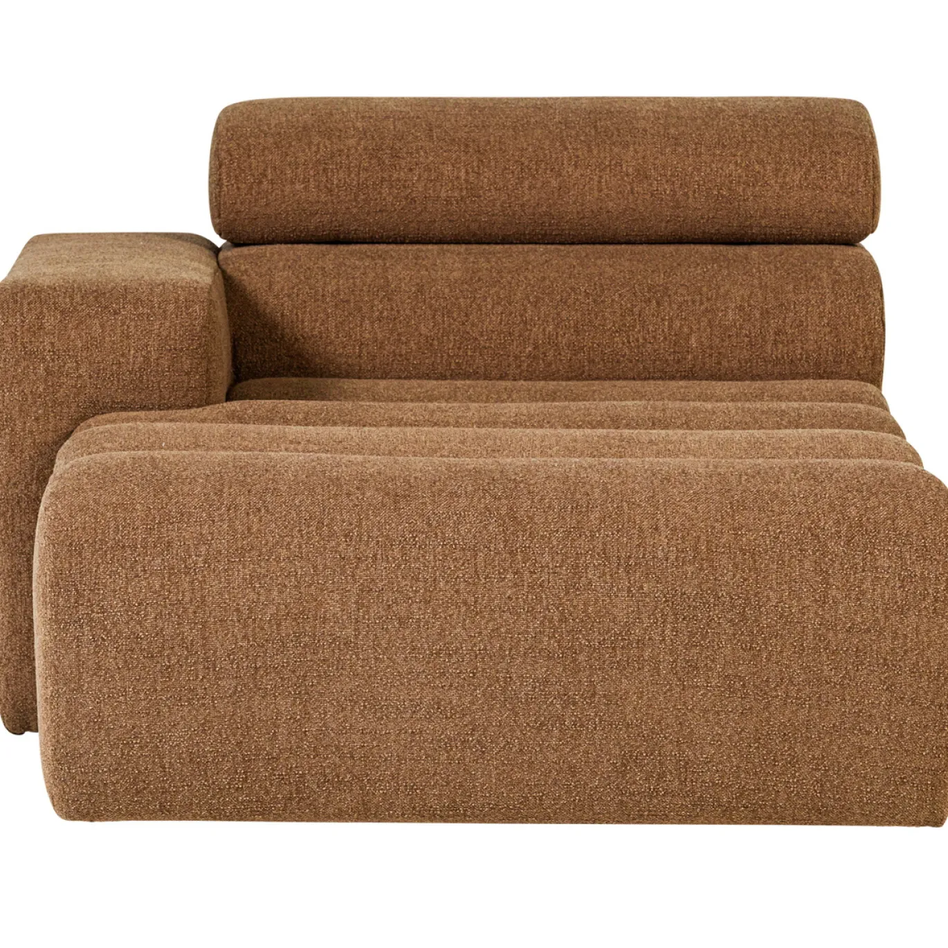 Woood Chaise Longue Novi Element Arm Links Bouclé Karamelbruin