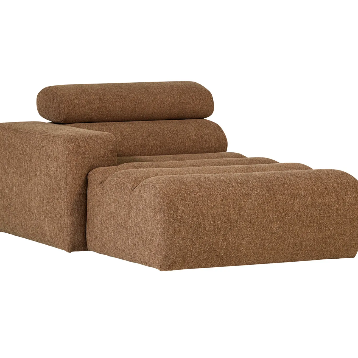 Woood Chaise Longue Novi Element Arm Links Bouclé Karamelbruin