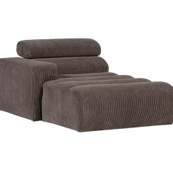 Woood Chaise Longue Novi Element Arm Links Ribstof Grijsbruin