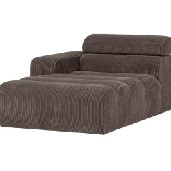 Woood Chaise Longue Novi Element Arm Links Ribstof Grijsbruin