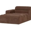 Woood Chaise Longue Novi Element Arm Links Ribstof Mokkabruin