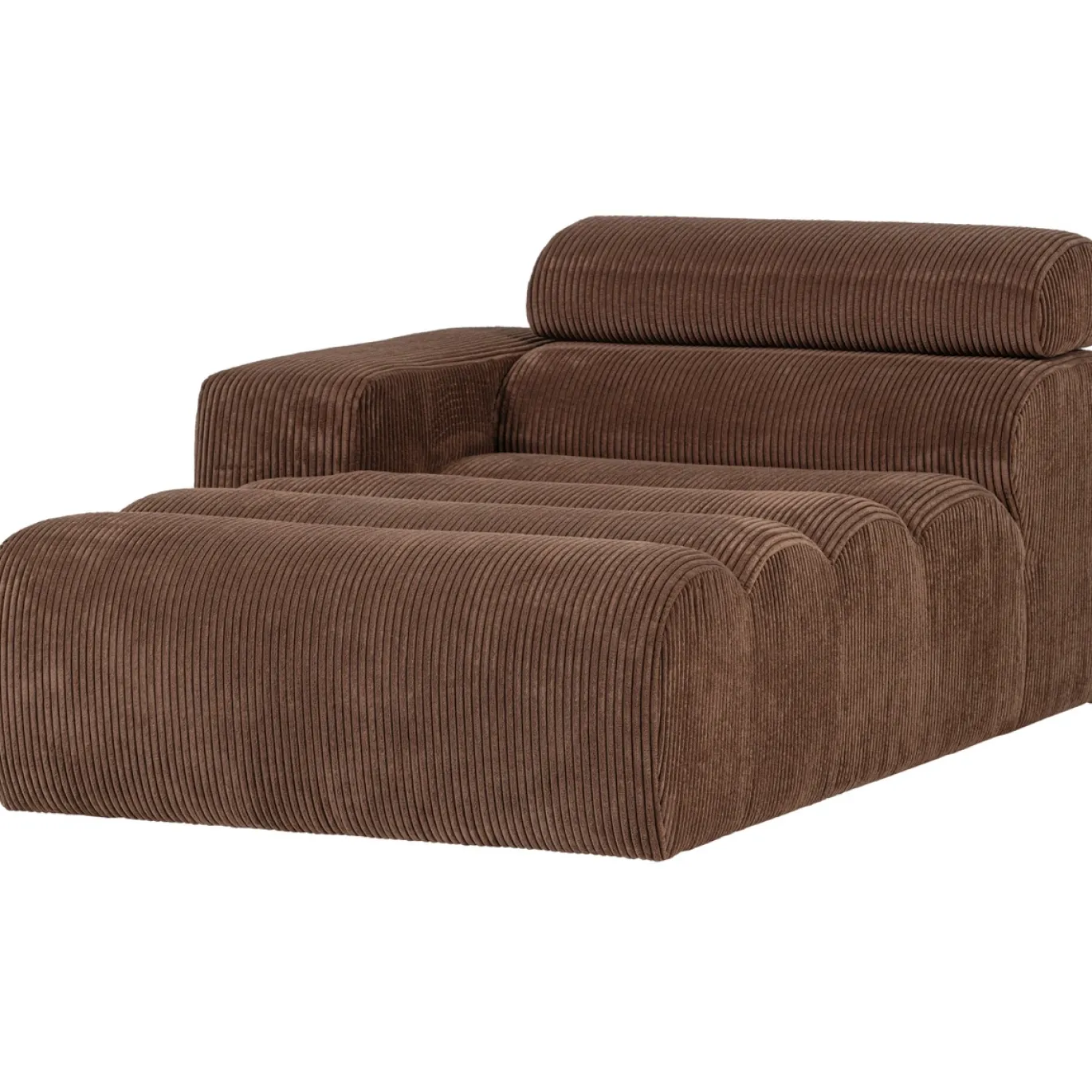 Woood Chaise Longue Novi Element Arm Links Ribstof Mokkabruin