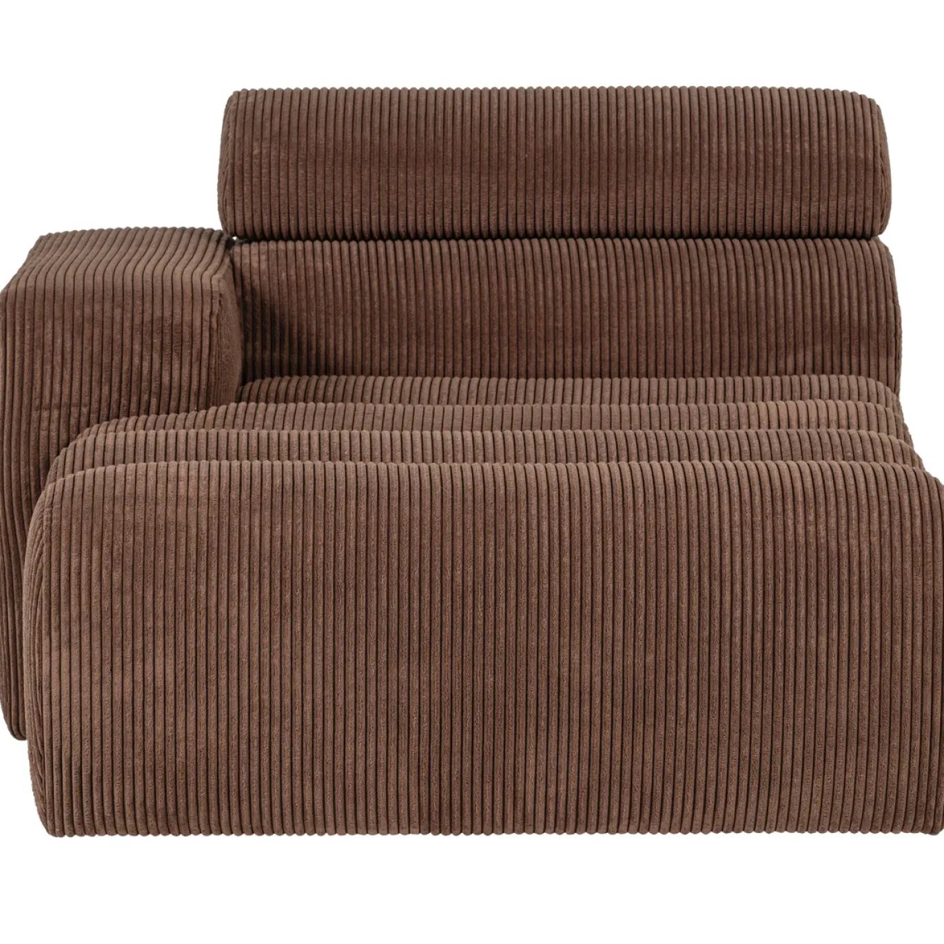 Woood Chaise Longue Novi Element Arm Links Ribstof Mokkabruin