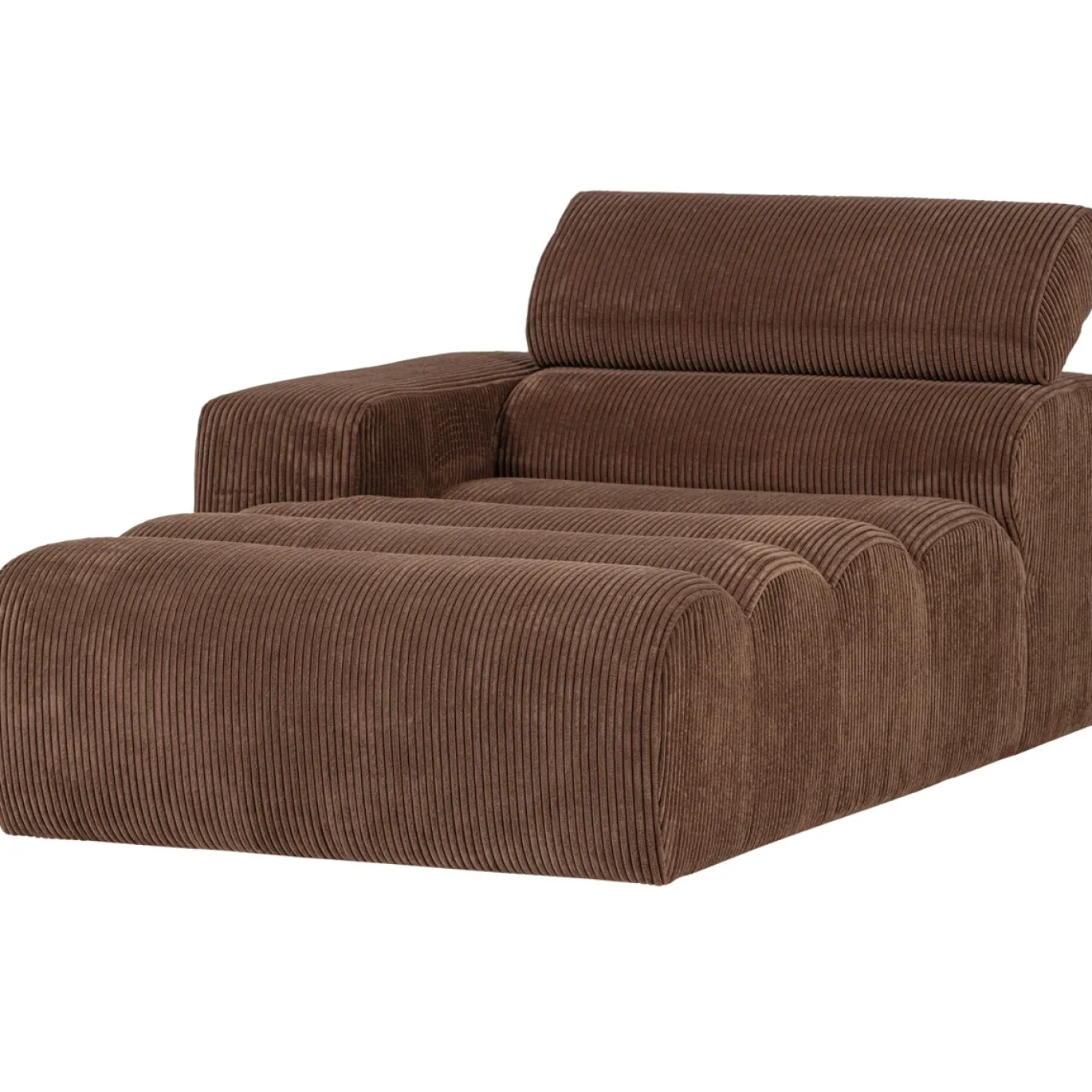 Woood Chaise Longue Novi Element Arm Links Ribstof Mokkabruin