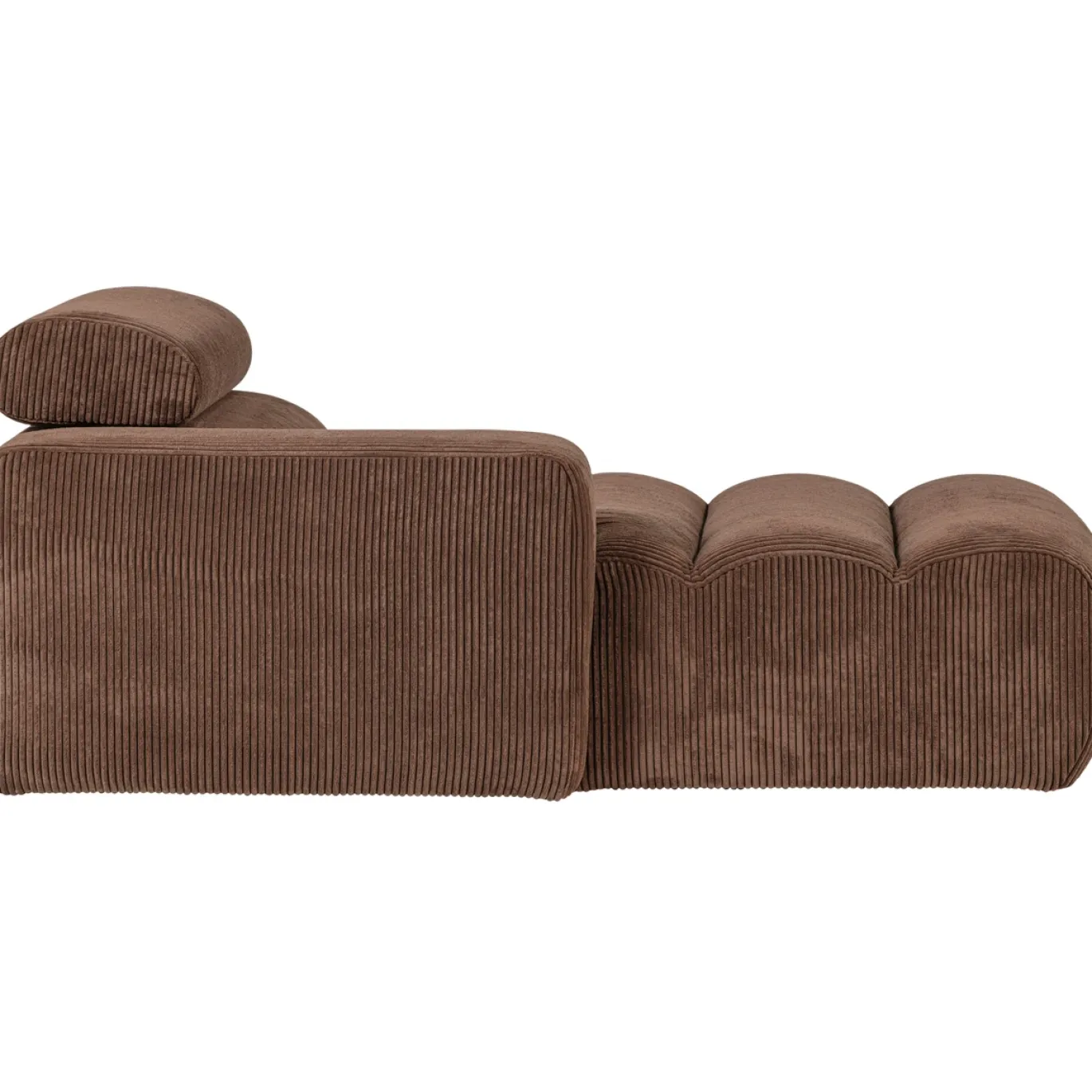 Woood Chaise Longue Novi Element Arm Links Ribstof Mokkabruin