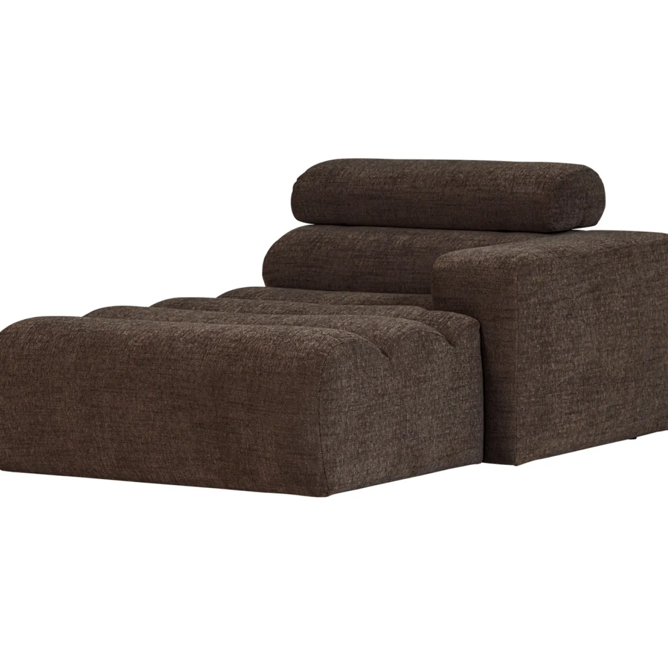 Woood Chaise Longue Novi Element Arm Rechts Donkerbruin Melange