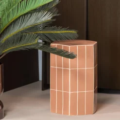 Woood Decoratieve Bijzettafel Plu Keramiek Oudroze 54x38x32cm