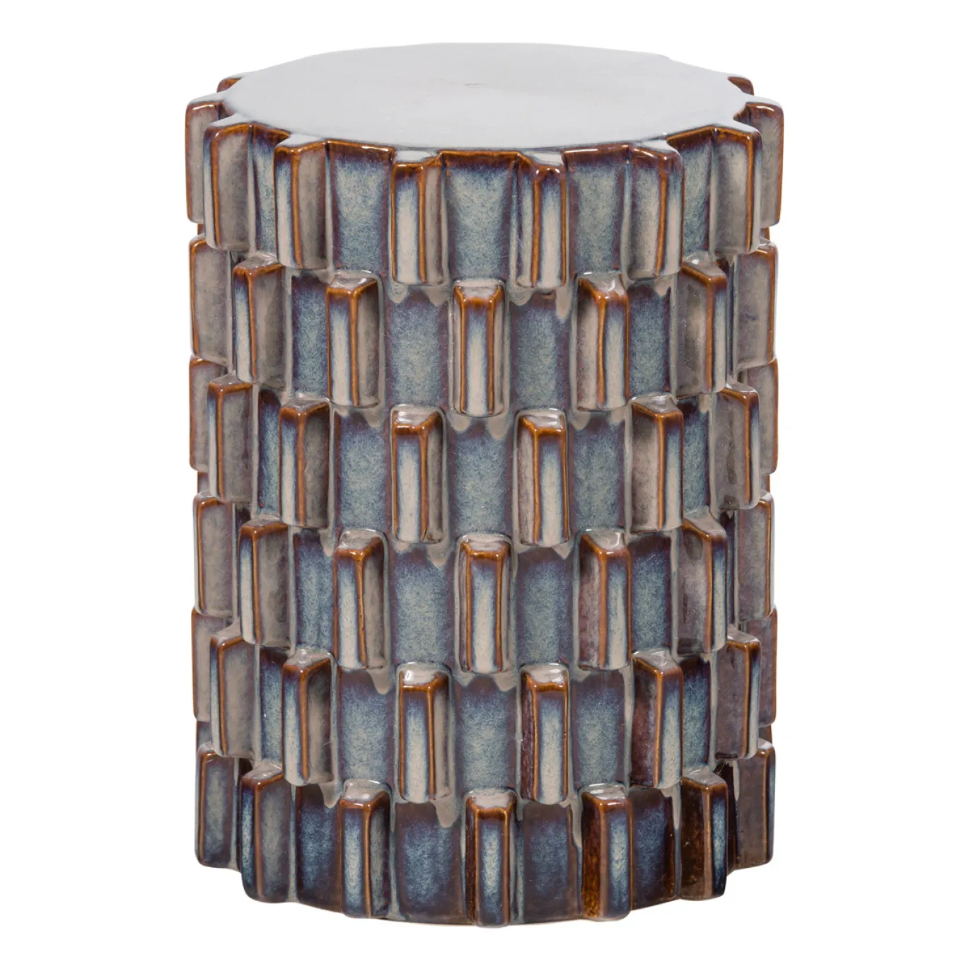 Woood Decoratieve Bijzettafel Axu Ø35x45cm Keramiek Grijsblauw