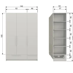 Woood 3-deurs Hang/legkast Pure - Splitdeur Grenen Dust