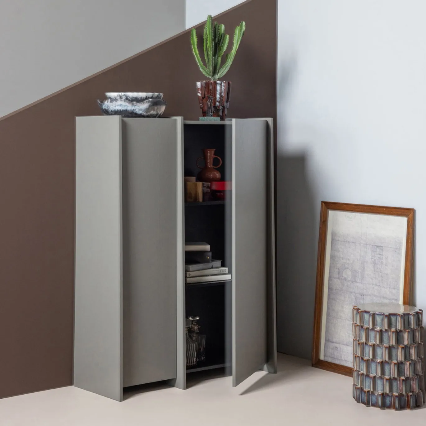 Woood 2-deurs Kast Brock Essenfineer Middenbruin