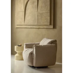 Woood Draaifauteuil Baggy Geweven Chenille Zand