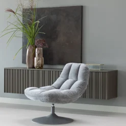 Woood Draaifauteuil Elvi Chenille Structuur Lichtgrijs