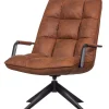 Woood Draaifauteuil Jouke Met Armleuning Leerlook Cognac