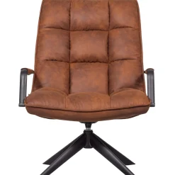 Woood Draaifauteuil Jouke Met Armleuning Leerlook Cognac