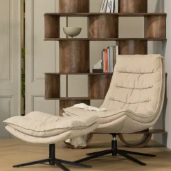 Woood Draaifauteuil Kube Met Hocker Naturel