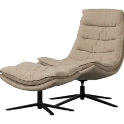 Woood Draaifauteuil Kube Met Hocker Naturel