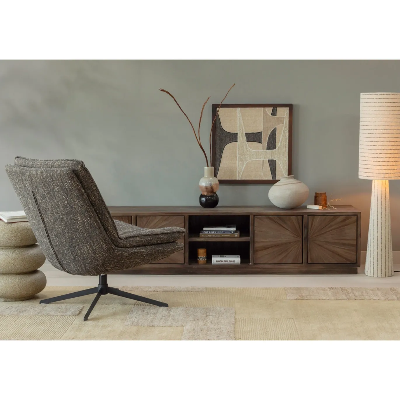 Woood Draaifauteuil Milaro Bruin Melange