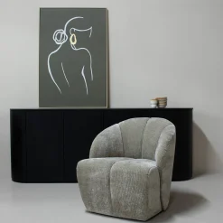 Woood Draaifauteuil Mojo Ribstof Donker Zand