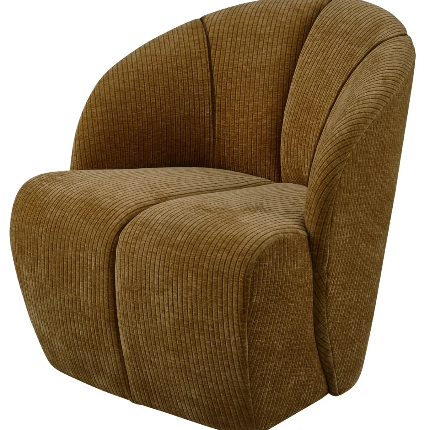 Woood Draaifauteuil Mojo Ribstof Honinggeel