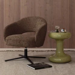Woood Draaifauteuil Pico Velvet Structuur Bruin