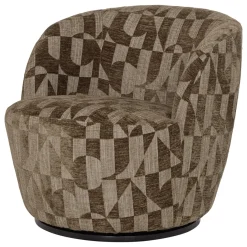 Woood Draaifauteuil Serra Grafisch Patroon Olijfgroen