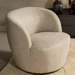 Woood Draaifauteuil Weston Geweven Stof Zand