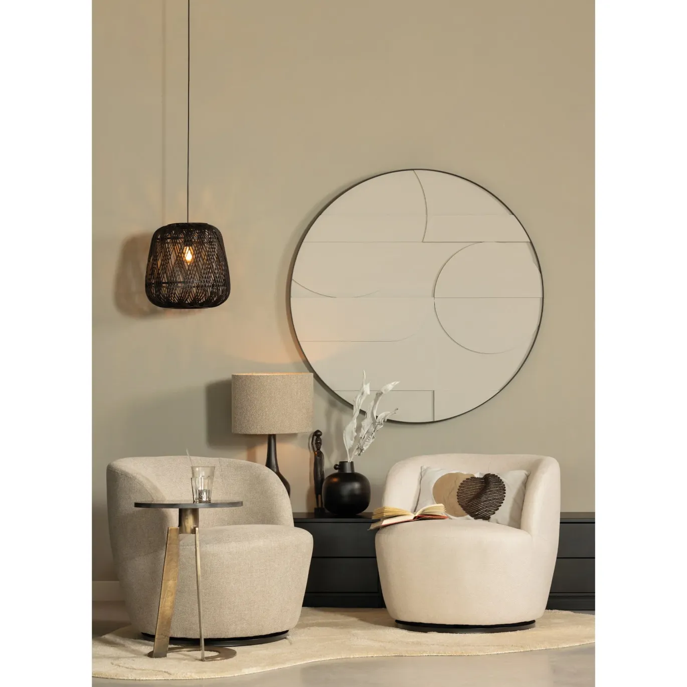 Woood Draaifauteuil Weston Geweven Stof Zand