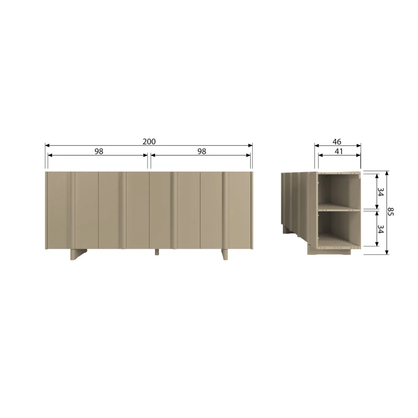 Woood Dressoir Basu Grenen Mud