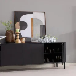 Woood Dressoir Gunnar 200cm Grenen Matzwart