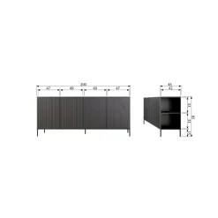 Woood Dressoir New Gravure 200cm Grenen Dust