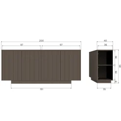 Woood Dressoir Nova 200cm Grenen Truffel Bruin