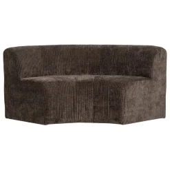 Woood Eetkamerbank Mojo Base Halfronde Hoek Rug Ribstof Bruin