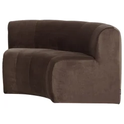 Woood Eetkamerbank Mojo Base Halfronde Hoek Rug Velvet Bruin