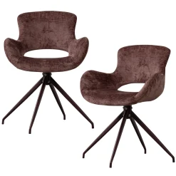Woood Eetkamerstoel Eliva Structure Velvet Paars - Set Van 2