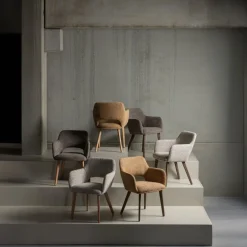 Woood Eetkamerstoel Murat Taupe Met Houten Poot Mystic Brown