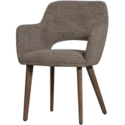 Woood Eetkamerstoel Murat Taupe Met Houten Poot Mystic Brown