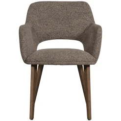 Woood Eetkamerstoel Murat Taupe Met Houten Poot Mystic Brown