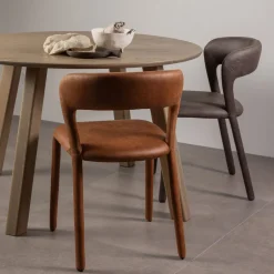Woood Eetkamerstoel Noble Leerlook Zwart/grijs