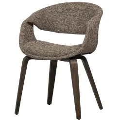 Woood Eetkamerstoel Yossi Bruin Met Houten Poot Donkerbruin